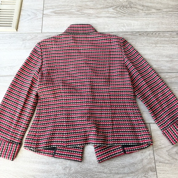 Etcetera Wool BIend Red Black Woven Diamond Tweed Blazer - Picture 9 of 10